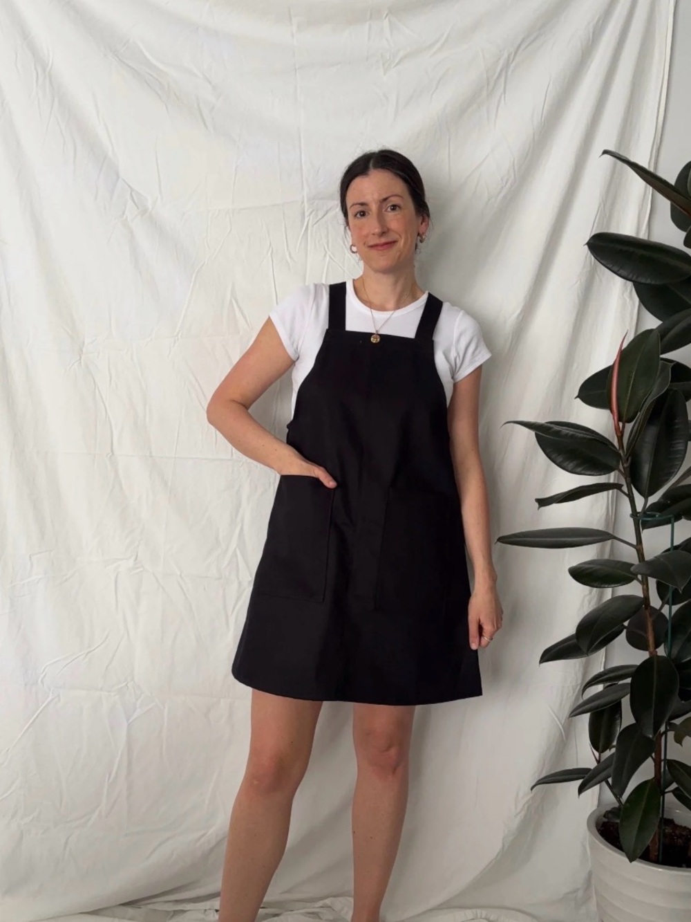 June Jumper (Black Corduroy Pinafore Dress)